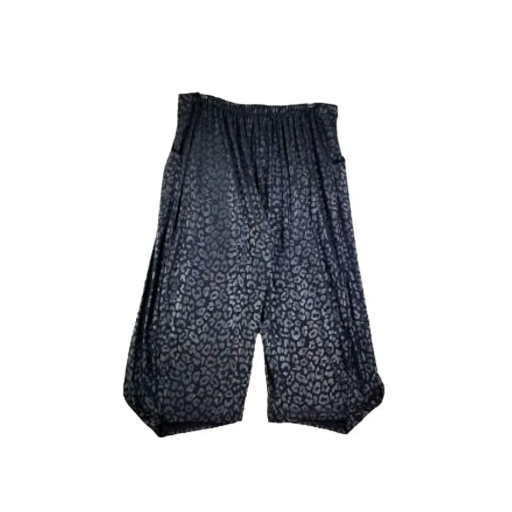KOZAN Women's Black Leopard 2 Piece Pant Set Plus Sz 2x Loungewear - Picture 9 of 11